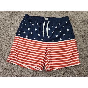 Trinity Collective Swim Shorts Mens L Mesh Lined American Flag Patriotic